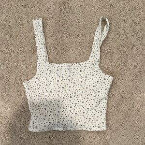 American Eagle Outfitters White Floral Crop Top